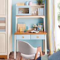 北欧儿童书桌书架组合闪电客小电脑桌一体桌卧室家用中学生写字桌蓝
