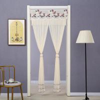 送杆家用帘布艺卧室蕾丝防蚊沙帘厨房闪电客卫生间隔断帘装饰帘魔术贴 蝴蝶兰紫 定做加差价