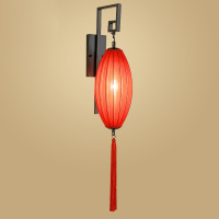 中式壁灯床头灯卧室仿古中国风闪电客红色简约书房客厅过道墙壁灯笼壁灯