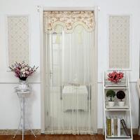 帘布艺防蚊纱帘卧室蕾丝免打孔隔断闪电客帘子客厅夏季沙帘子家用 白色蕾丝-咖色 90*180收藏送杆