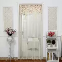 帘布艺防蚊纱帘卧室蕾丝免打孔隔断闪电客帘子客厅夏季沙帘子家用 白色蕾丝-咖色 90*180收藏送杆