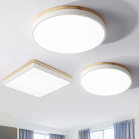 卧室吸顶灯闪电客北欧暖光原木过道灯具简约阳台房间led圆形薄客厅灯