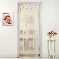 帘布艺防蚊纱帘卧室蕾丝免打孔隔断闪电客帘子客厅夏季沙帘子家用 蕾丝-米色 1米*200收藏送杆