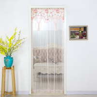 帘布艺夏季家用防蚊纱帘客厅隔断卧室闪电客简易装饰成品免打孔透气帘 团花浅粉[收藏送杆] 120*200