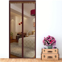 夏季磁性防蚊纱帘加密透气帘软帘卧室纱窗魔术贴帘子 纯色咖啡色送魔术贴+图钉 宽100*高210