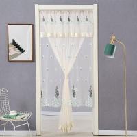 魔术贴帘布艺粘贴式卧室厨房客厅闪电客隔断帘装饰半截长款防蚊纱帘子 凤凰蓝双层(魔术贴) 门宽90cm*200cm