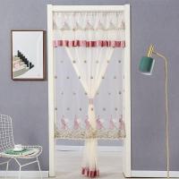 魔术贴帘布艺粘贴式卧室厨房客厅闪电客隔断帘装饰半截长款防蚊纱帘子 凤凰红双层(魔术贴) 门宽80cm*180cm