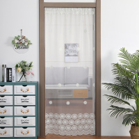 帘隔断帘夏季防蚊虫家用闪电客免打孔纱网帘窗纱飘窗帘 白绒花 纱帘宽103*高270cm[适合门内宽90-95cm]赠70