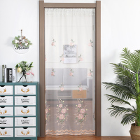 帘隔断帘夏季防蚊虫家用闪电客免打孔纱网帘窗纱飘 粉墨人生粉 纱帘宽88*高200cm[适合门内宽75-80cm]赠60-