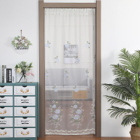 帘隔断帘夏季防蚊虫家用闪电客免打孔纱网帘窗纱飘 粉墨人生蓝 纱帘宽88*高180cm[适合门内宽75-80cm]赠60-