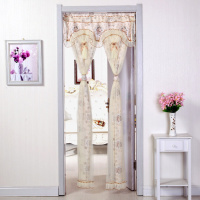 布艺蕾丝厨房卧室隔断帘闪电客空调帘防蚊四季长款帘子 欧花咖（双层双开送杆） 100*210