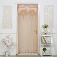 布艺蕾丝厨房卧室隔断帘闪电客空调帘防蚊四季长款帘子 咖色单层纱帘(送挂钩) 90*190