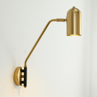 床头壁灯简约金色可调节闪电客卧室壁灯北欧带线插头明装书房阅读灯