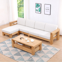 白橡木三人四人转角沙发闪电客带贵妃粗腿可拆洗布艺组合家具
