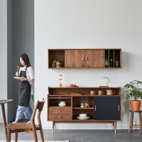 黑胡桃餐边柜北欧日式餐厅轻奢酒柜闪电客现代简约高柜置物架茶水柜