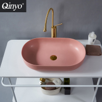 台上洗手盆洗脸池北欧风简约闪电客面盆家用艺术椭圆形粉色单盆