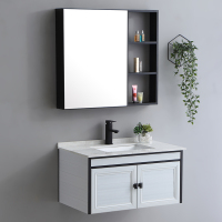 卫生间陶瓷洗手盆大理石洗漱台池小户型闪电客太空铝浴室柜挂墙式洗脸盆