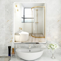 浴室镜子贴墙自粘免打孔厕所卫生间闪电客墙面壁挂半身脸盆化妆镜一片装