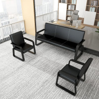 办公沙发简约商务接待办公室沙发闪电客简易铁艺三人位家具沙发茶几组合
