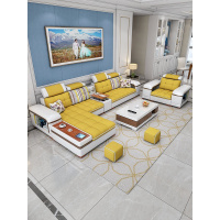 简约现代乳胶布艺沙发贵妃茶闪电客几组合多功能小户型皮布沙发客厅整装