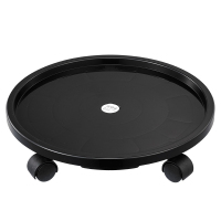 可移动闪电客托盘桶装矿泉水水桶托架底座滚轮滑轮塑料带万向轮圆形配件 黑色