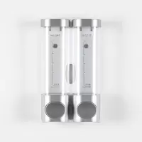 酒店宾馆皂液器闪电客洗手液机瓶子壁挂式家用手动按压沐浴洗发水盒子 F7007-2双头透明灰色