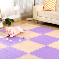 闪电客泡沫地垫拼图家用垫子儿童爬爬垫卧室地毯爬行垫拼接海绵垫 米色+紫色 30*30*1.2cm(24片装)送24根边条