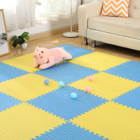 闪电客泡沫地垫拼图家用垫子儿童爬爬垫卧室地毯爬行垫拼接海绵垫 黄色+蓝色 30*30*1.0cm（16片装）送16根边条