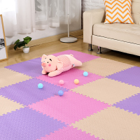 闪电客泡沫地垫拼图家用垫子儿童爬爬垫卧室地毯爬行垫拼接 米色+粉色+紫色 30*30*1.2cm(24片装)送24根边条