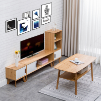 闪电客楠竹电视柜简约现代客厅小户型茶几组合北欧地柜电视机柜