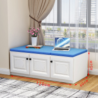 闪电客家用卧室阳台飘窗柜闪电客地柜矮柜窗边储物柜可坐收纳柜落地柜免 长120宽60高45三门送坐垫柜40+垫5=45厘米