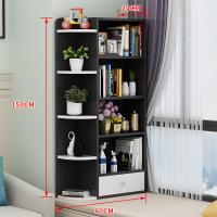 闪电客飘窗柜储物柜闪电客窗台柜子置物架书架小书柜榻榻米柜卧室简约落地组合 五层黑色左款