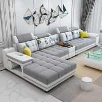 北欧布艺沙发简约现代大客厅小户型拆洗左右贵妃组合套装皮布沙发闪电客沙发