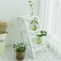 梯子闪电客家用折叠多功能加厚室内两用登高梯三步人字梯凳爬梯步梯 白色(三步高65cm)