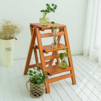 梯子闪电客家用折叠多功能加厚室内两用登高梯三步人字梯凳爬梯步梯 胡桃色(三步高65cm)