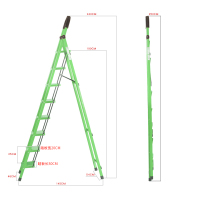 梯子家用折叠伸缩升降人字七步梯室内多功能便携八步2.5米阁楼梯闪电客梯子 绿色U型管8步梯子加宽加厚踏板