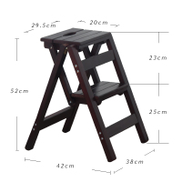 梯子家用折叠二三步梯凳花架室内两用多功能楼梯凳高凳置物架闪电客梯子 深胡桃色二层台阶梯凳(免安装)