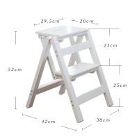 梯子家用折叠二三步梯凳花架室内两用多功能楼梯凳高凳置物架闪电客梯子 白色二层台阶梯凳(免安装)