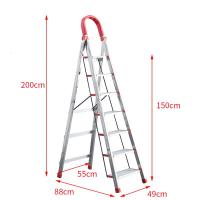 梯子2米家用折叠七步八步九步加厚人字阁楼铝合金室内不锈钢爬梯闪电客梯子 不锈钢加厚七步