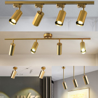 北欧金色明装射灯客厅餐厅家用天花筒灯衣帽间服装店LED轨道射灯闪电客灯