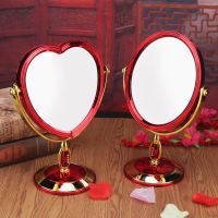 工匠时光新娘嫁妆梳妆高脚镜结婚陪嫁红色化妆镜婚庆用品单双面镜子