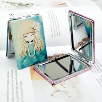 工匠时光化妆镜便携可爱迷你折叠随身镜美容镜圆形 双面 镜卡通小镜子