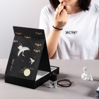 工匠时光便携女生化妆镜带收纳盒桌面梳妆镜折叠宿舍公主镜台式镜学生镜子