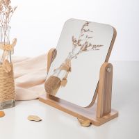 工匠时光网红木质台式化妆镜宿舍女桌面便携大号学生小镜子折叠家用梳妆镜