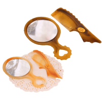 工匠时光2件套 可爱卡通梳子化妆镜子学生旅行折叠随身便携迷你小镜子梳子