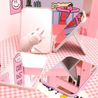 工匠时光ins化妆镜折叠小镜子北欧学生女随身折叠宿舍桌面台式便携梳妆镜