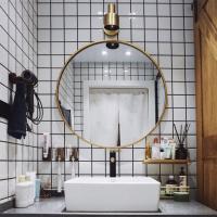 工匠时光铁艺浴室镜子壁挂化妆镜圆镜卧室现代简约卫生间洗手间带框大镜子