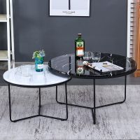 工匠时光北欧简约客厅沙发小户型家用茶几圆形组合边几铁艺仿大理石小桌子