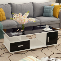 工匠时光茶几地毯欧式钢化玻璃简易多功能电视柜茶几组合客厅办公室小茶几