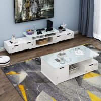 工匠时光电视柜 客厅小户型钢化玻璃电视柜茶几组合家具 家用简易电视柜子